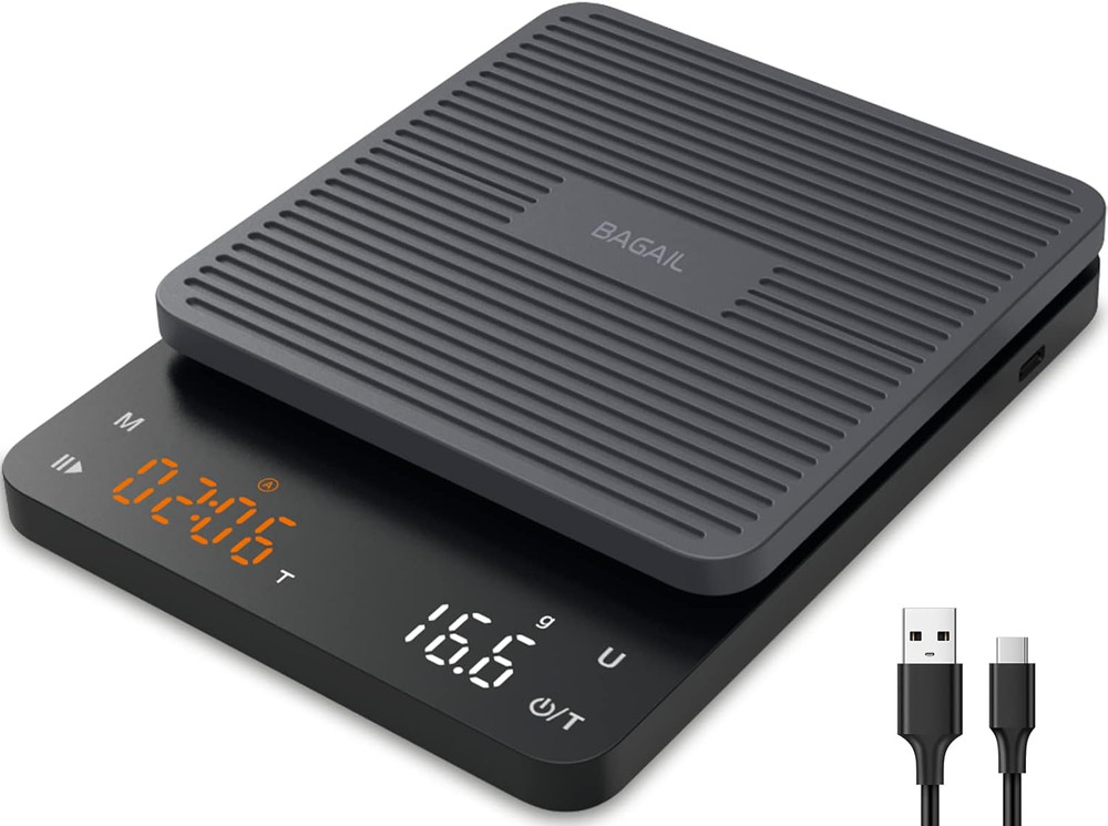 BAGAIL BASICS Coffee Scale with Timer, 0.1G High Precision Kitchen Scale, Pour o