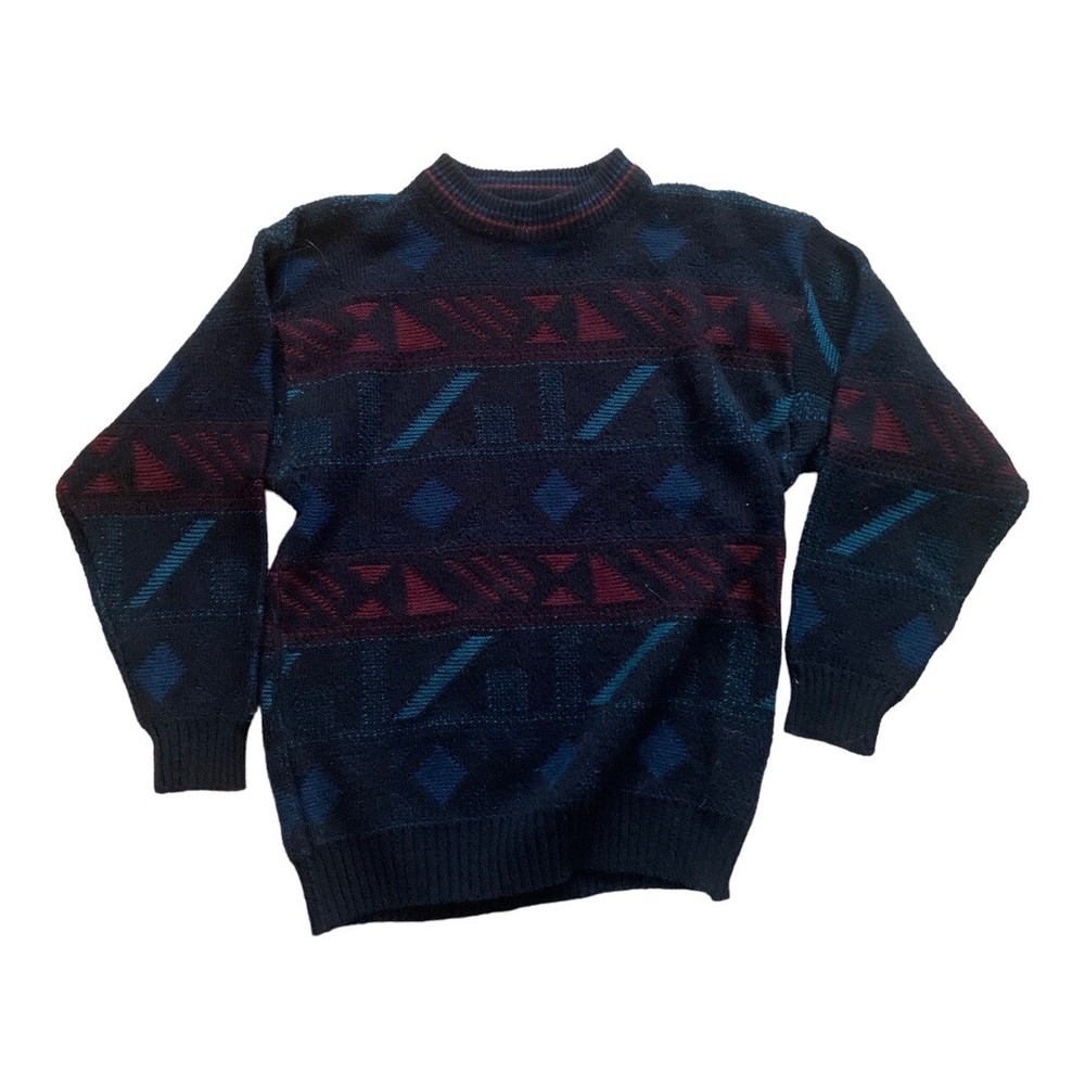 1980s Rivage Geometric Knit Pullover Sweater size medium made in Taiwan