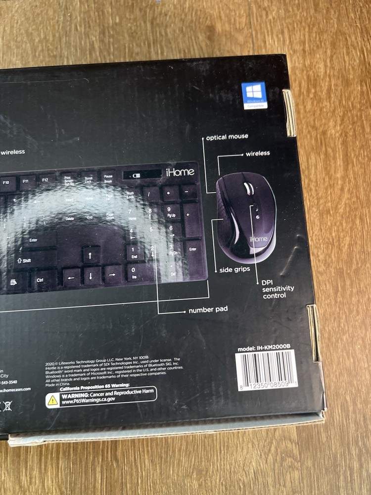 IHome Wireless Keyboard/Mouse Bundle for Windows 10 Bluetooth Black