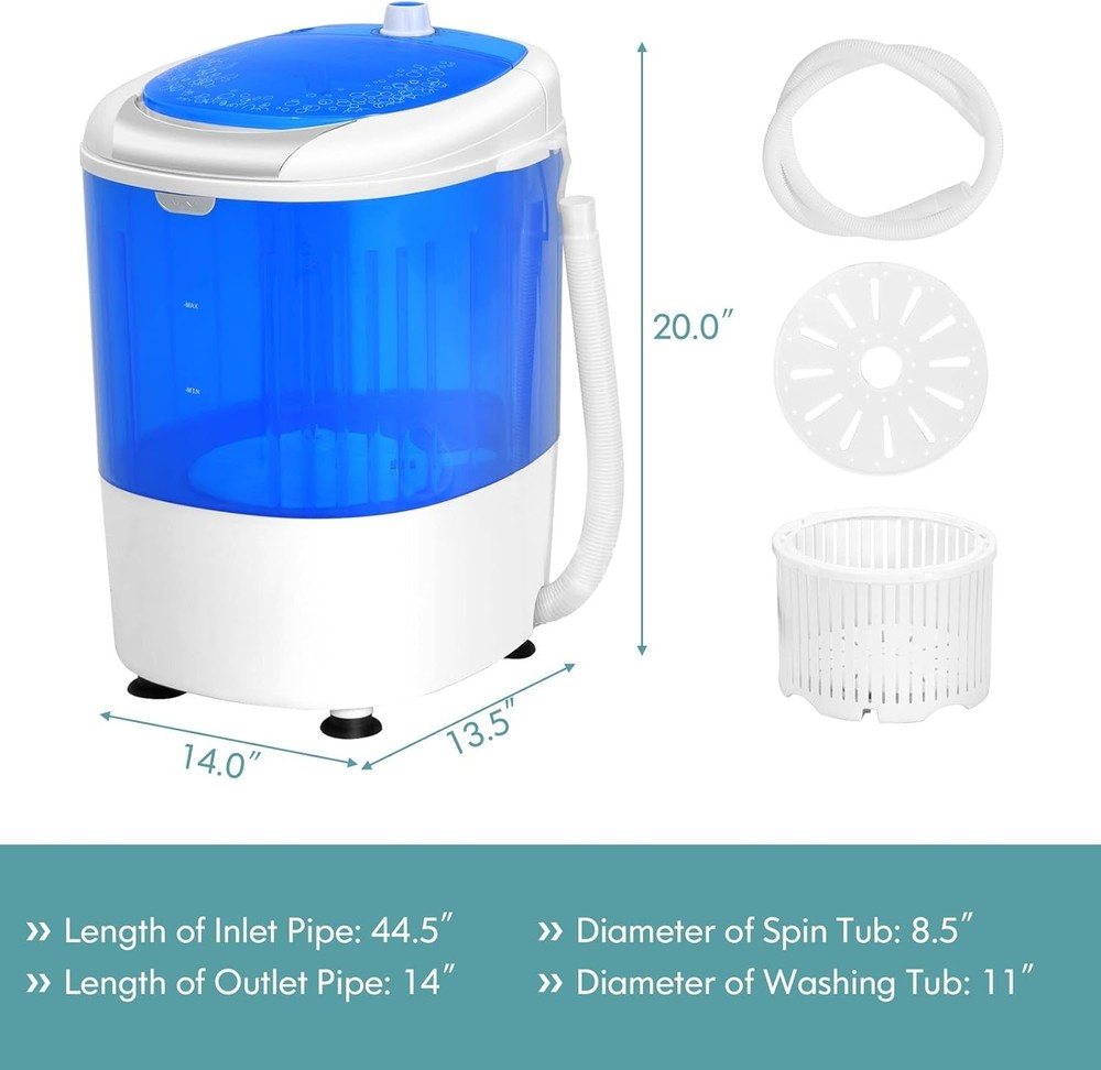 Mini Washer and Spinner Combo, 2-in-1 Function, 170W Motor