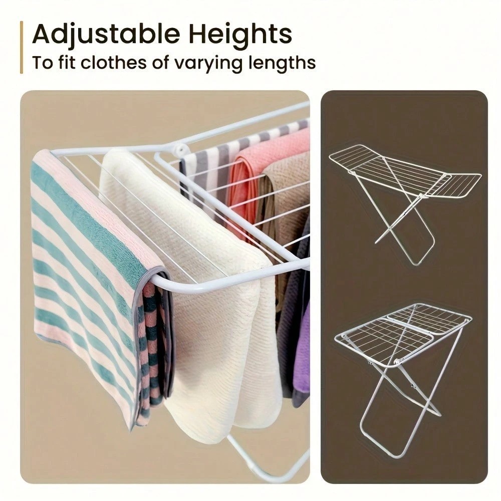 Foldable Clothes Drying Rack with Adjustable Wings Large Free-Standing