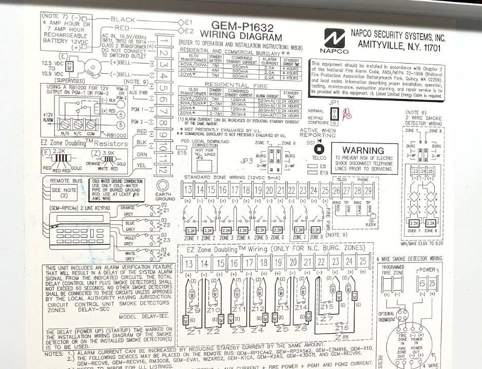 Napco Gemini GEM-P1632 Alarm System Panel - Read