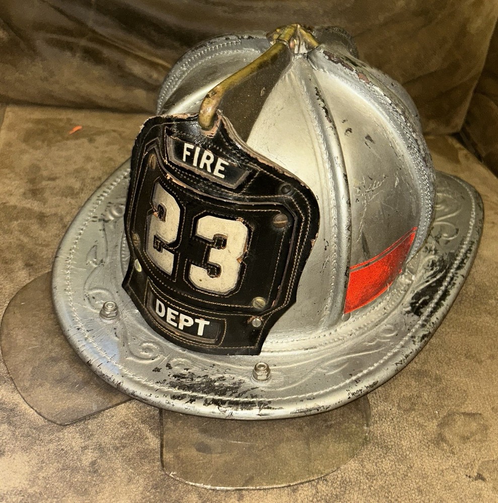 Cairns Leather Fire Helmet Station 23 PGFD Very Nice Solid Helmet