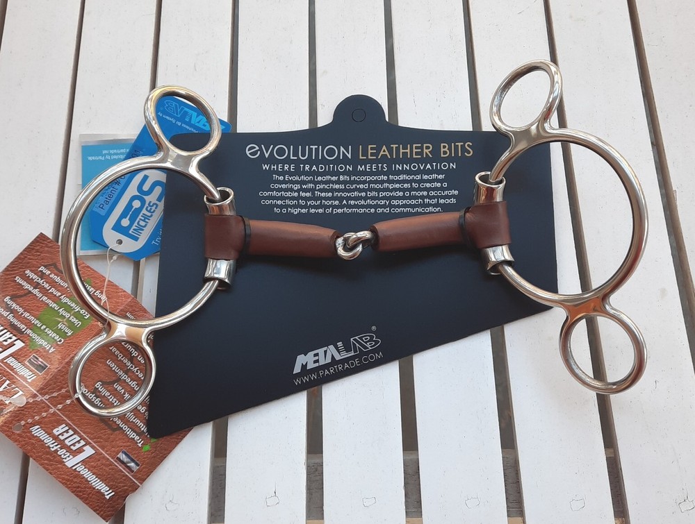 NWT METALAB 4.5" Evolution Leather Covered Pinchless Continental Gag Snaffle Bit