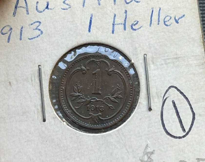 1913 Austria 1 One Heller