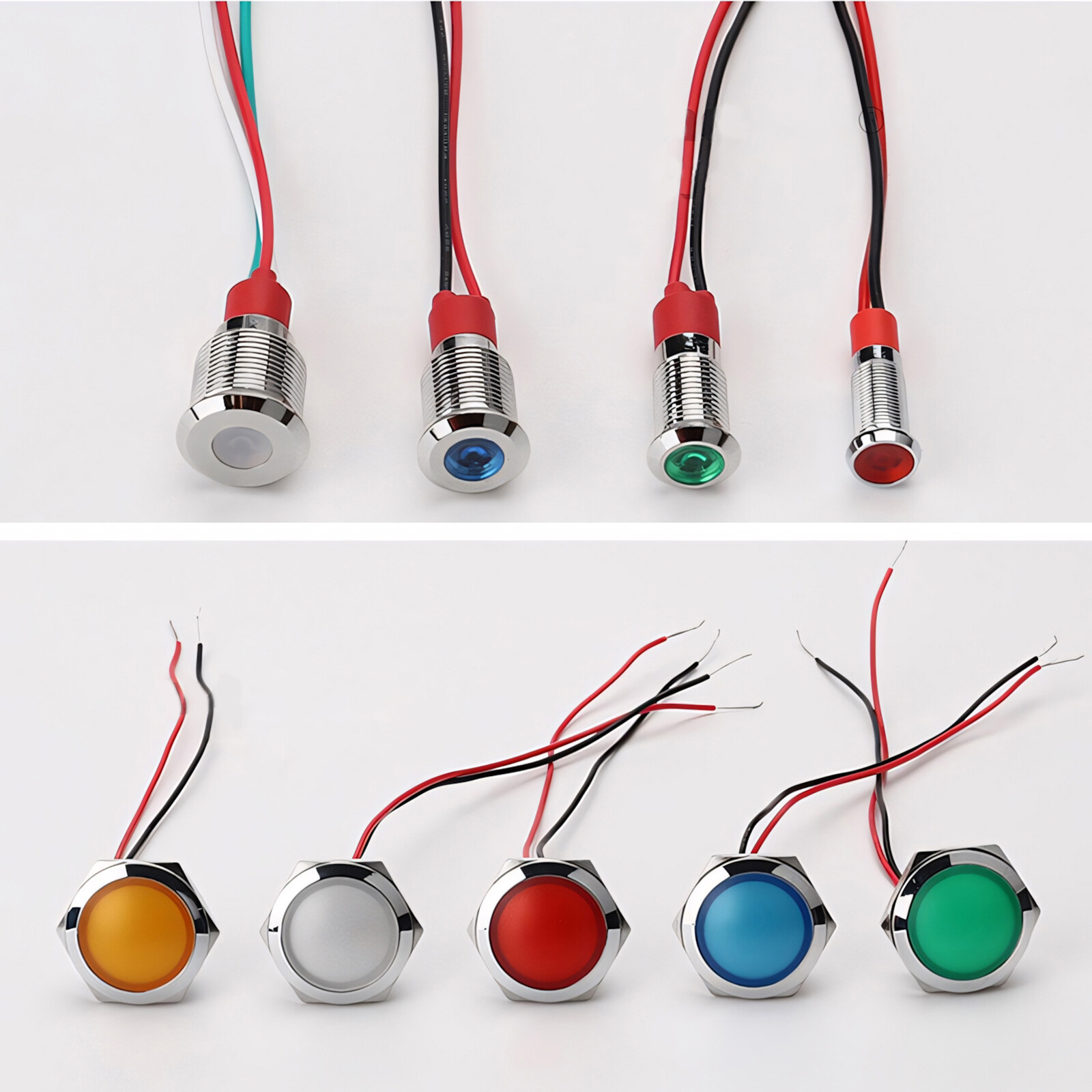 Metal Indicator Light LED Waterproof Small Line Power Signal Light AC/DC 3V-220V