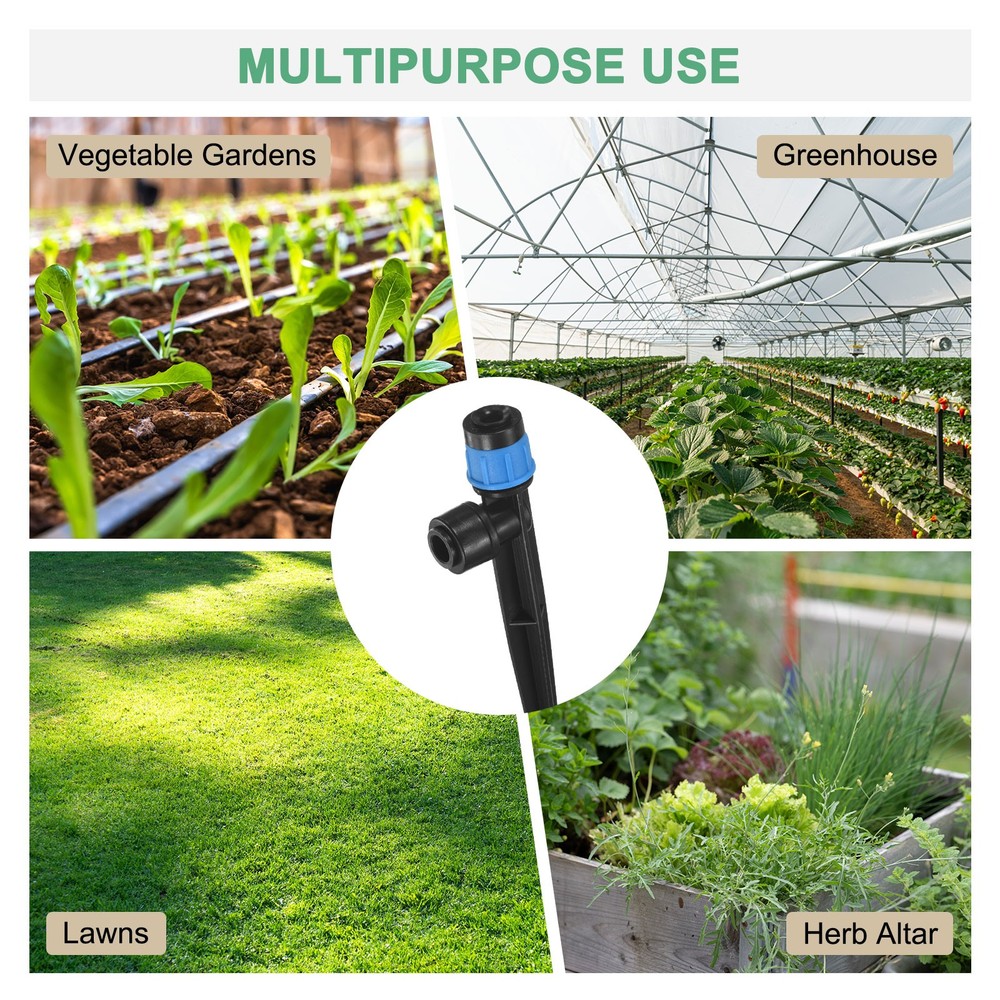 25-Pack Drip Irrigation Emitters, Adjustable 360 Degree Drippers, Blue