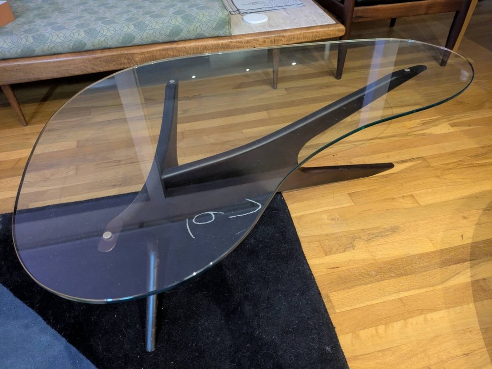 Adrian Pearsall Jacks coffee table, walnut and glass. GOOD condition