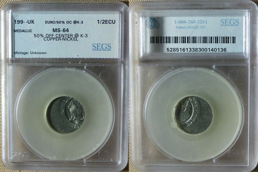 Errors: G.B. 1992 1/2 Ecu 50% Off Center BU CT138