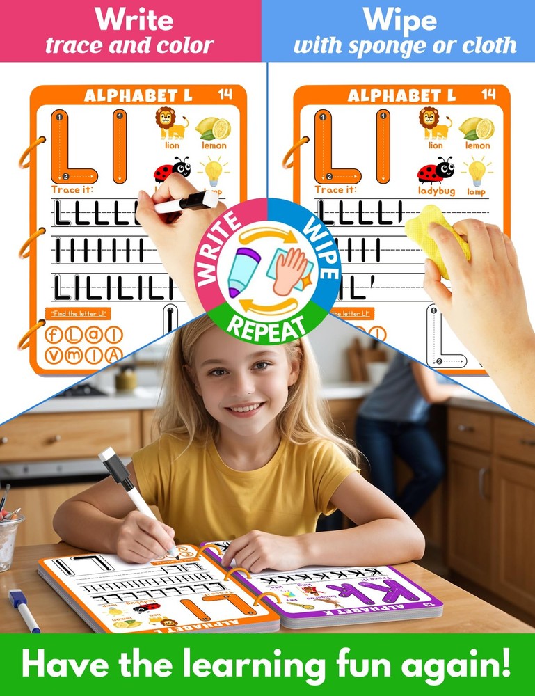 Preschool Learning Activities Educational Workbook, 62 Reusable Pages Pre...