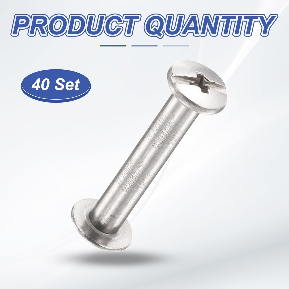 40set Phillips Chicago Screw M2x16mm Binding Post Screw, Silver