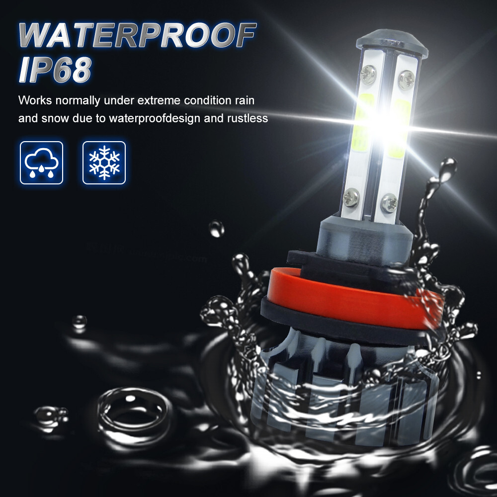 4-Sides H11 LED Headlight Kit Low Beam Bulb Super Bright 6500K White 1000000LM