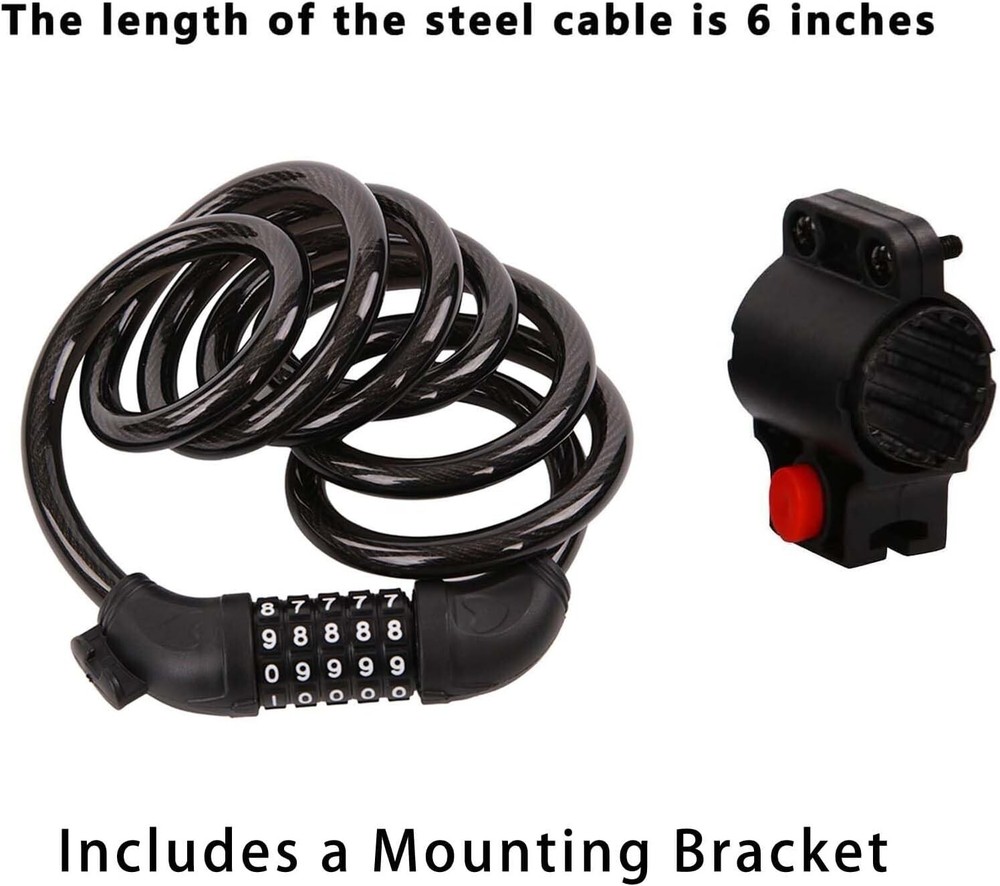 2Pack 6FT Extra Long Cable Combination Bike Locks, 5 Digits Retractable Security