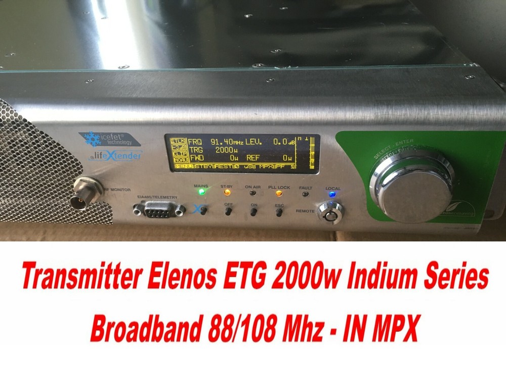 Broadcast Prof Elenos 2000w Indium Series FM Transmitter Wide Band 88/108 Mhz