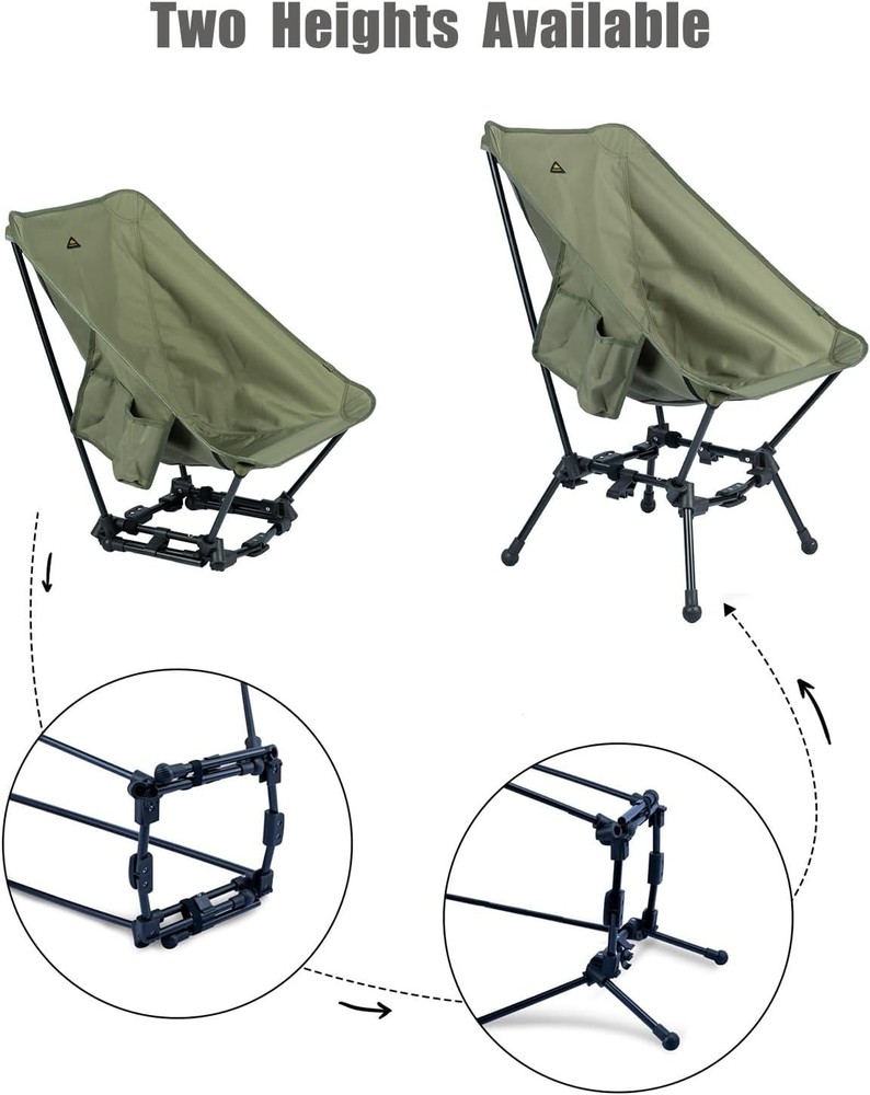 Two-Heights Light Compact Comfortable Camping Folding Beach Chair W/