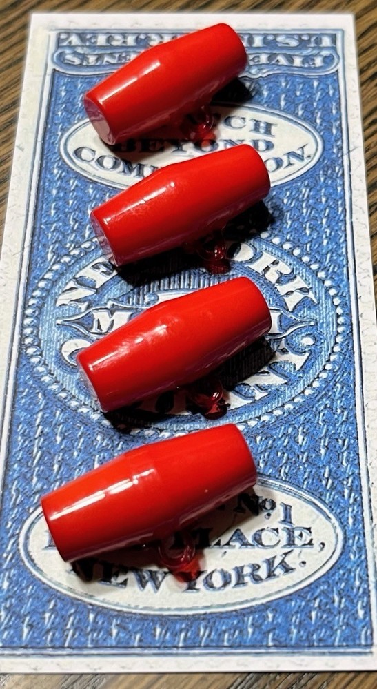 4 Vintage Red Toggle Buttons 5/8”