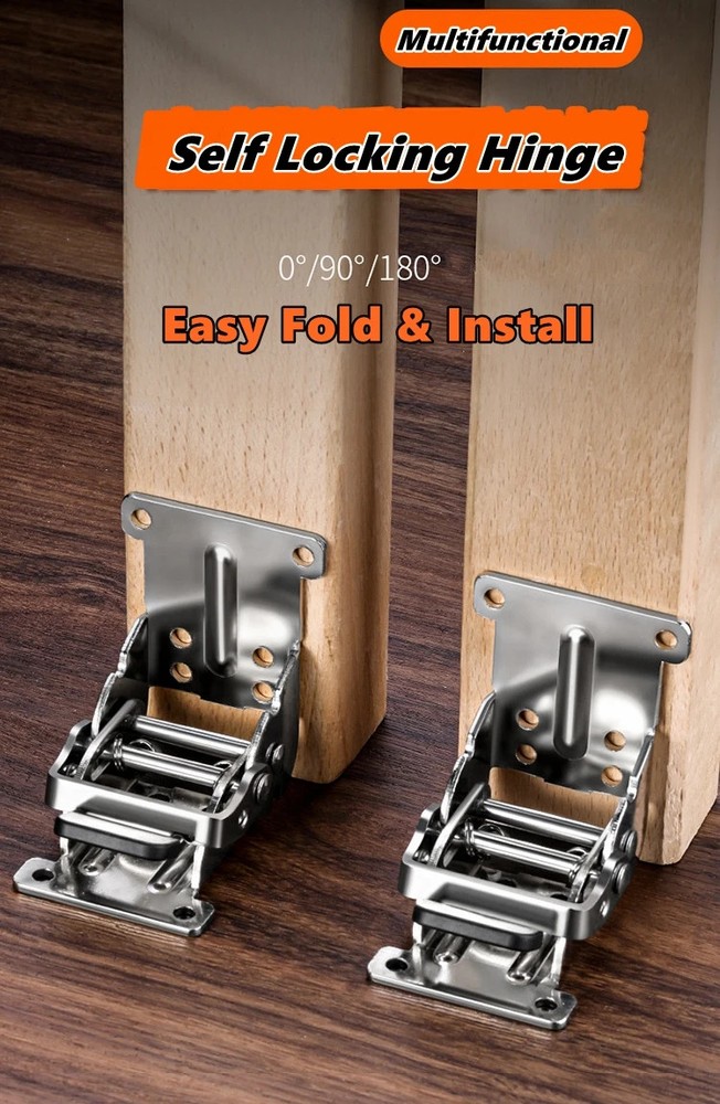 Self Locking Foldable Furniture Hinge Brackets for Table and Bed Legs