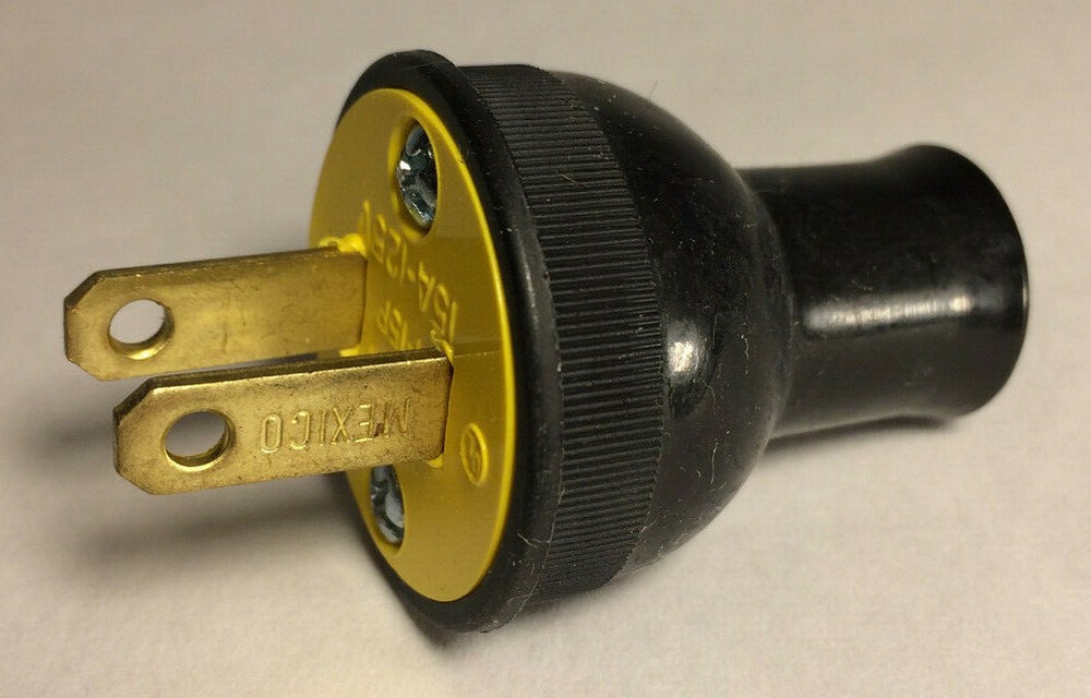 New Large Black Round Cord Plug For Large Round Wire, Cooper Brand #LP558