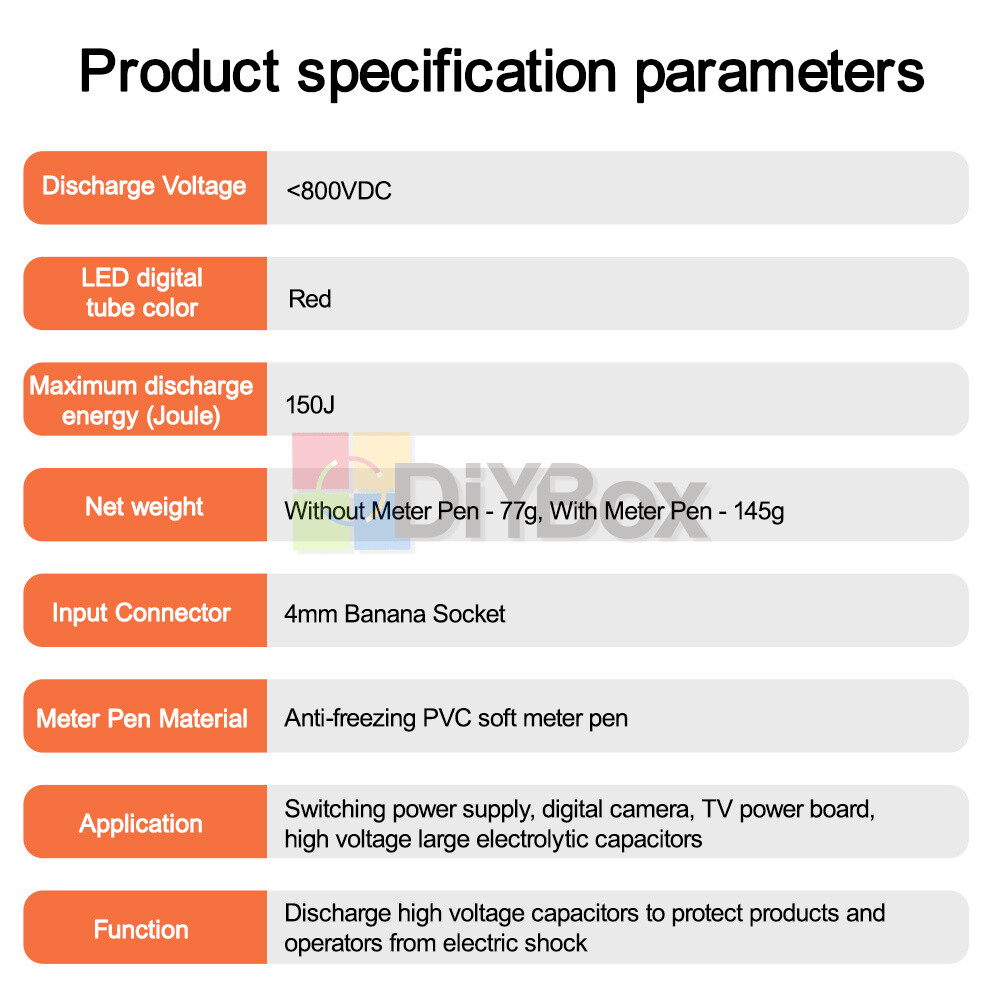 Digital Capacitor Discharge Pen Discharging Tool with Voltmeter without Sparking