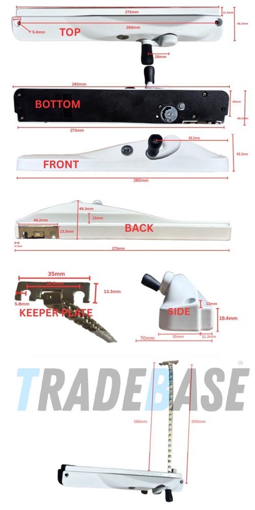 TRADEBASE Window Winder White Right Hand - Lockable