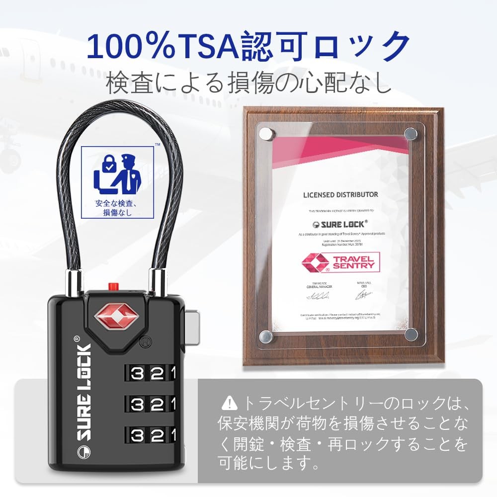 TSA Approved Combination Luggage Locks with Open Alert Indicator – Durable Zi...