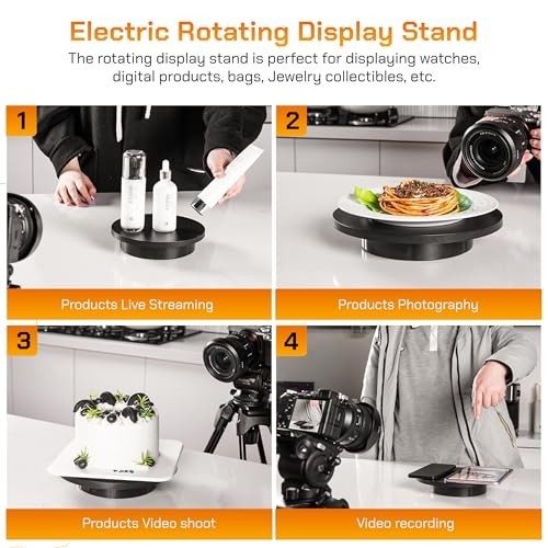 Motorized 360° Rotating Display Stand - Rechargeable Turntable for Live Streamin