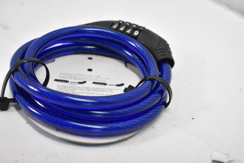 Dependable Essentials 4 Ft Combination Bike Cable Lock Medium Blue Portable