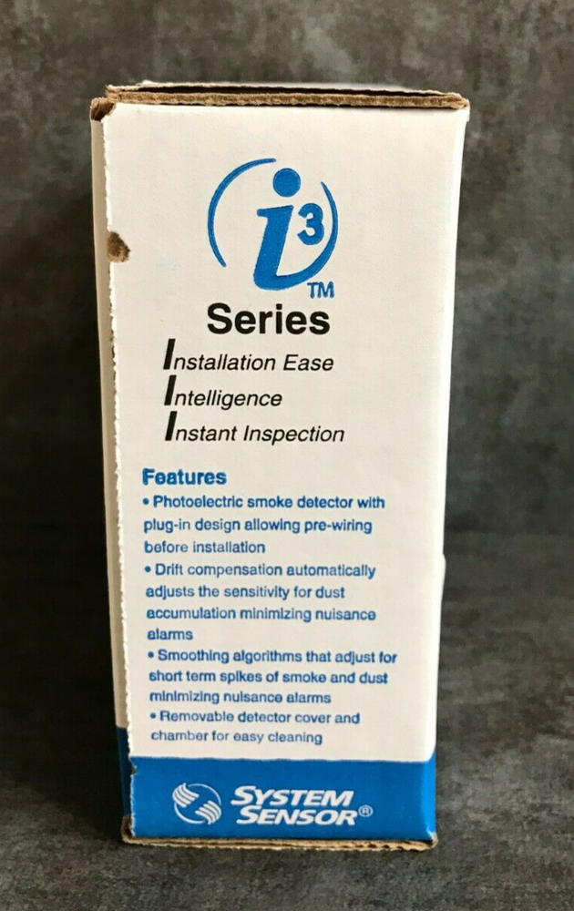 System Sensor i3, 2 W-B, 2-Wire Photoelectric Smoke Detector, new