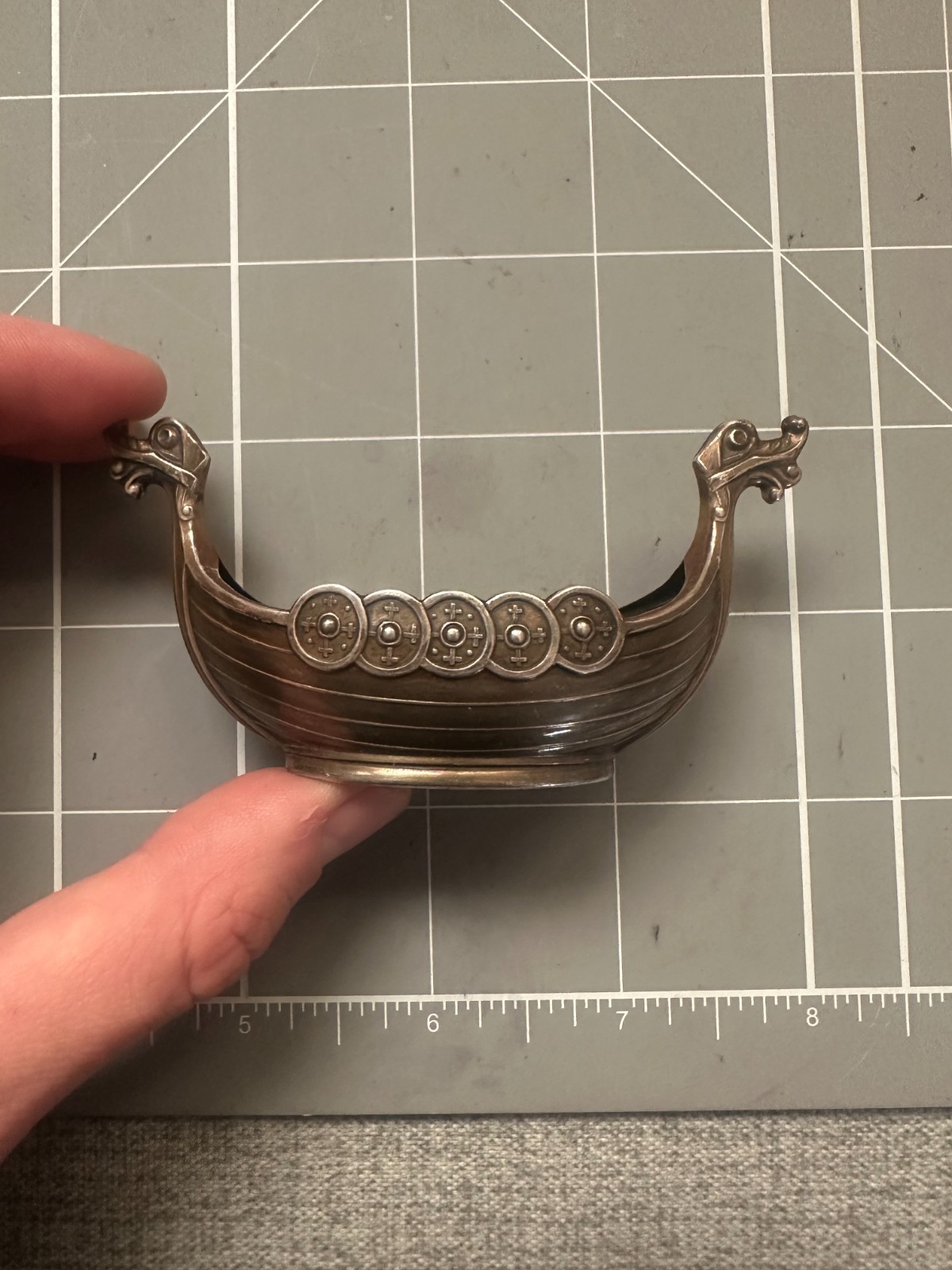 Vintage Theodor Olsen Norway Sterling Silver Viking Ship Salt Dish Lot 37