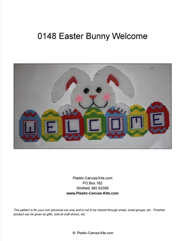 Easter Bunny Welcome Sign-Plastic Canvas Pattern or Kit