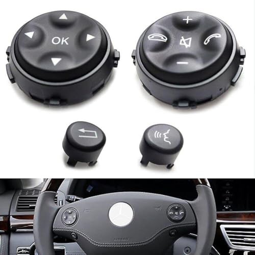 Interior Steering Wheel Button Replacement Kit Compatible for Mercedes Black