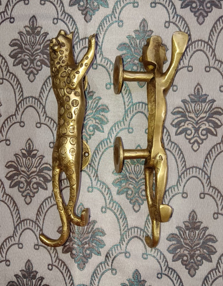 Big Cat Jaguar Design Door Handle Pair Brass Leopard Bedroom Door Pull Dec CA507