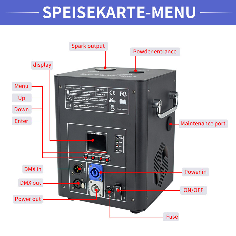 Cold Spark Firework Machine 750W DJ Event Party Stage Effect 4PCS Flight Case
