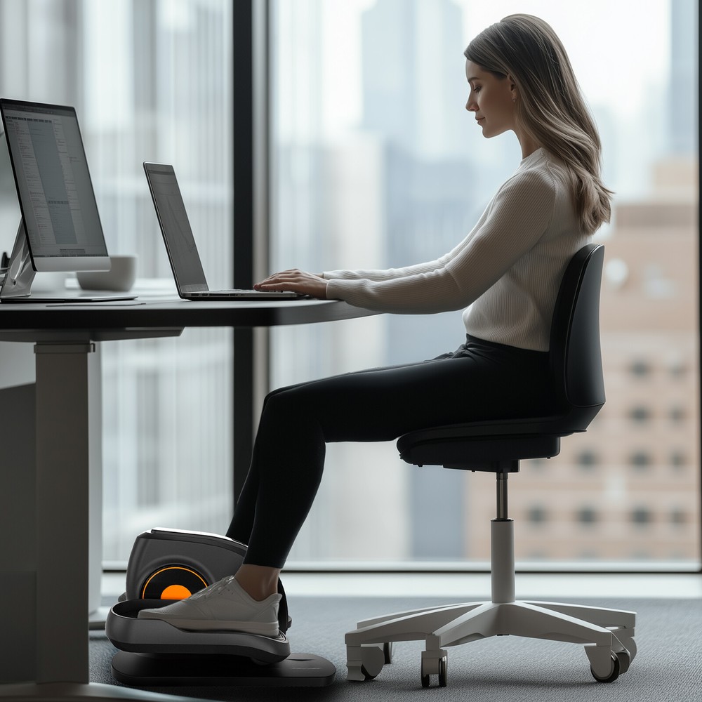 Compact Under Desk Elliptical Machine, Portable - Adjustable Speed Leg Exerciser
