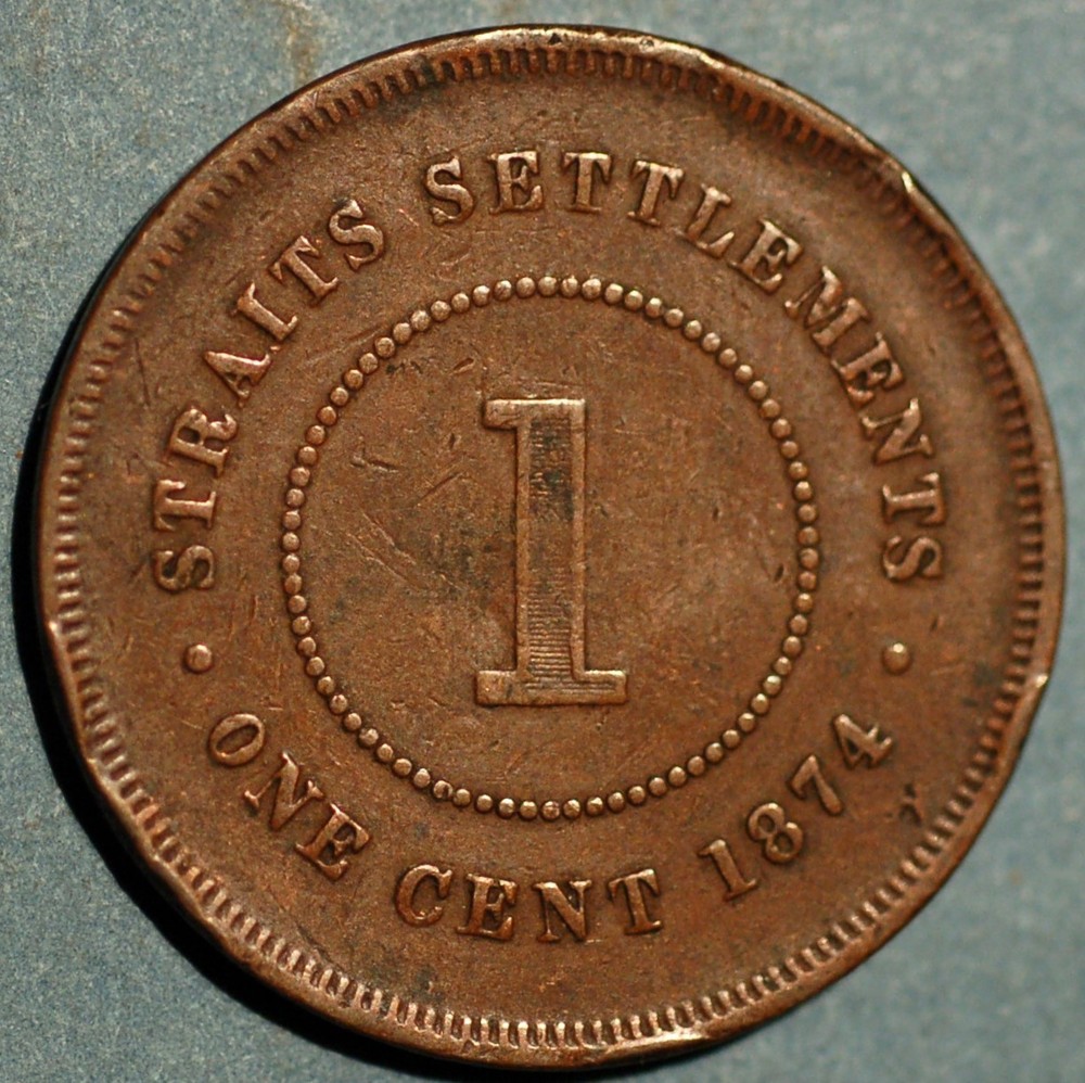 Straits Settlements Cent 1874 Victoria KM# 9 - 11869