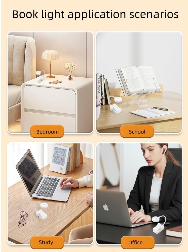 4 Pack Book Light Bulk for Reading in Bed， 3 Color Temperature Reading Light，...