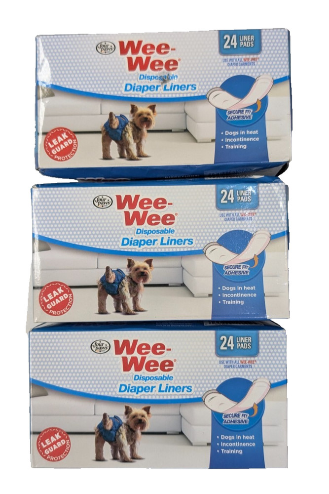 72-Count Wee-Wee Disposable Diaper Liners Dog Pads Training 3-Pack Boxes