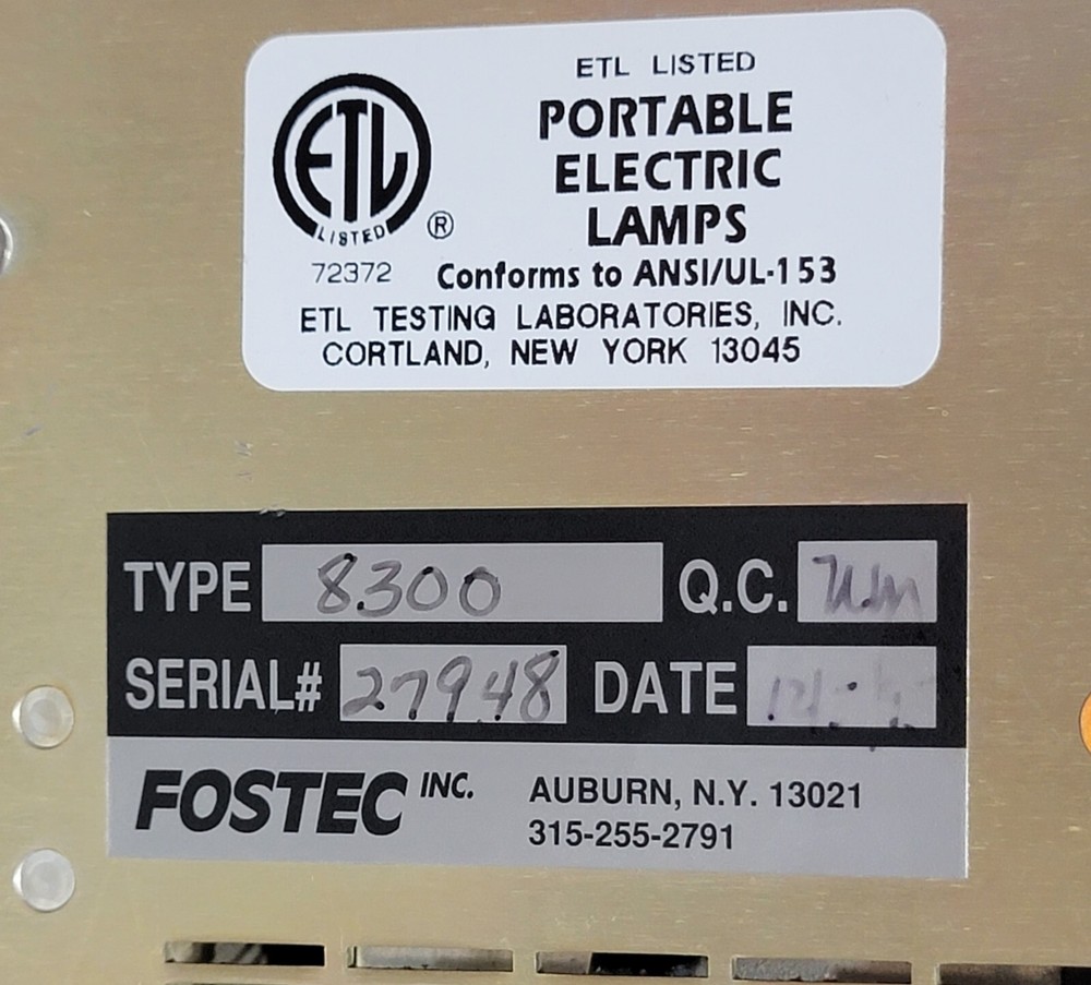 Fostec 8375 EKE Type 8300 Fiber Optic Light Source
