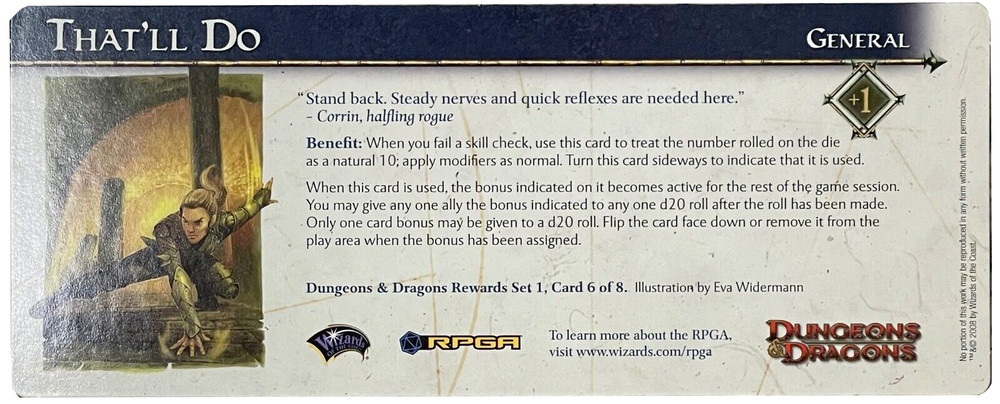 Dungeons And Dragons Campaign Card THAT'LL DO - 4e / 4TH D&D