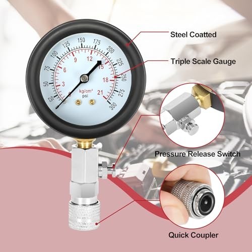 9pcs Compression Tester & Spark Plug Tester - 300PSI Engine Cylinder Gauge Tool