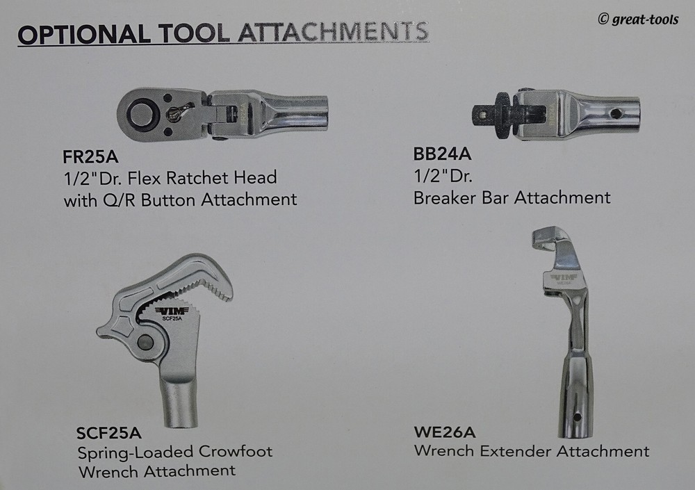 VIM TOOLS: TELESCOPIC RATCHET KIT – extendable handle – flex head – breaker bar