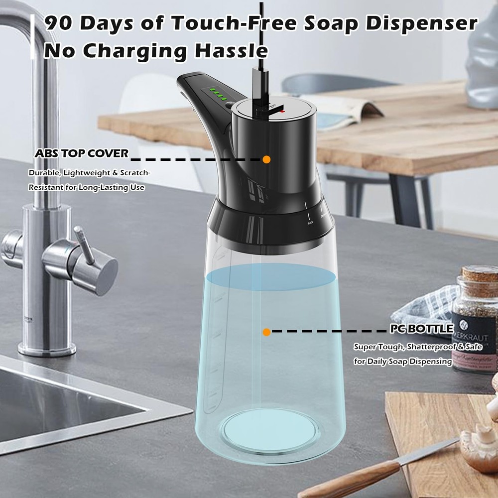 Summon The Elves Automatic Liquid Soap Dispenser Touchless,Black 4-Level Adju...