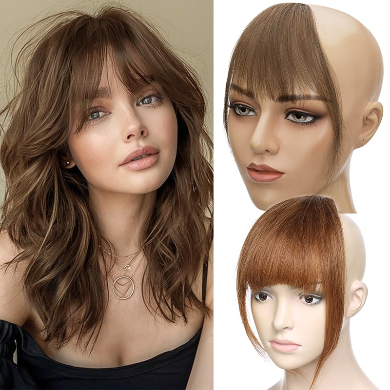 Clip In Fringe Topper Neat Bangs Hair Piece 100% Real Remy Human Hair Extensions