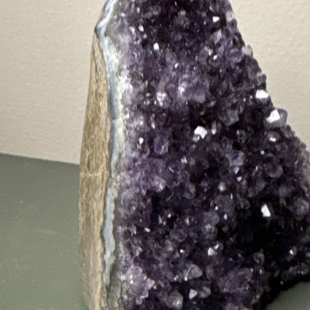 Amethyst crystal cut base 4" high x 3.25" wide