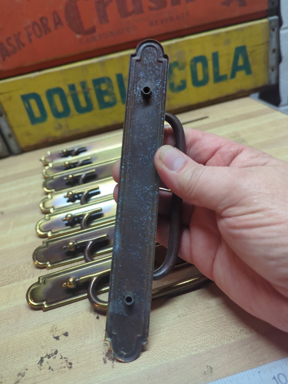 Lot of 8 NOS Vintage Burnished Brass Drawer Pulls, 8" Long