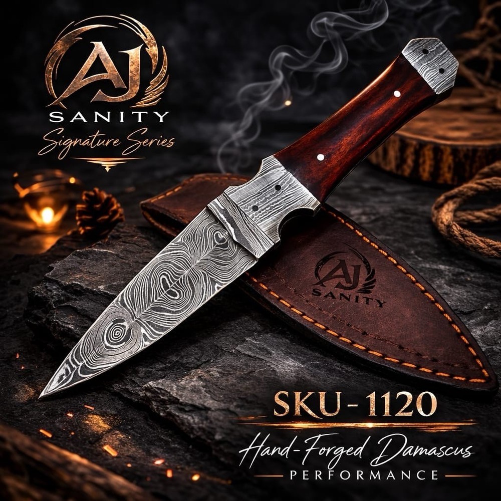 handmade Damascus Knives double edged dagger boot knife Combat Full Tang