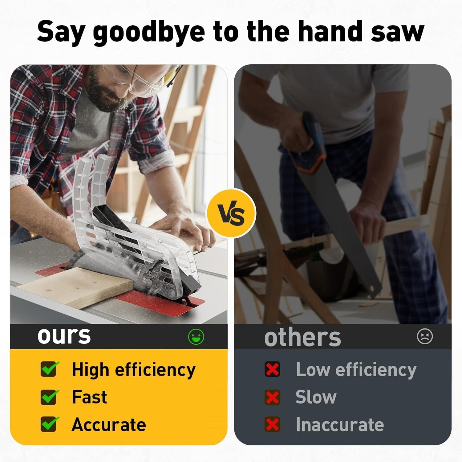 MarvTool Table Saw 10in 15Amp Lightweight Portable 4600RPM 45&90 Degree Cutting