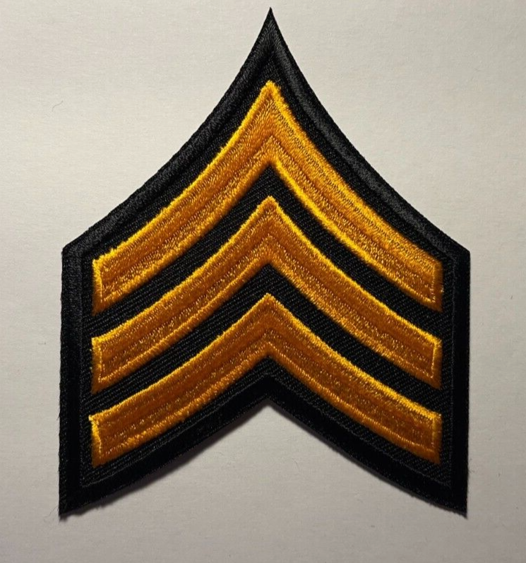 sergeant rank patch 3.5" tall chevron police patch 3 stripe Sergeant stripes