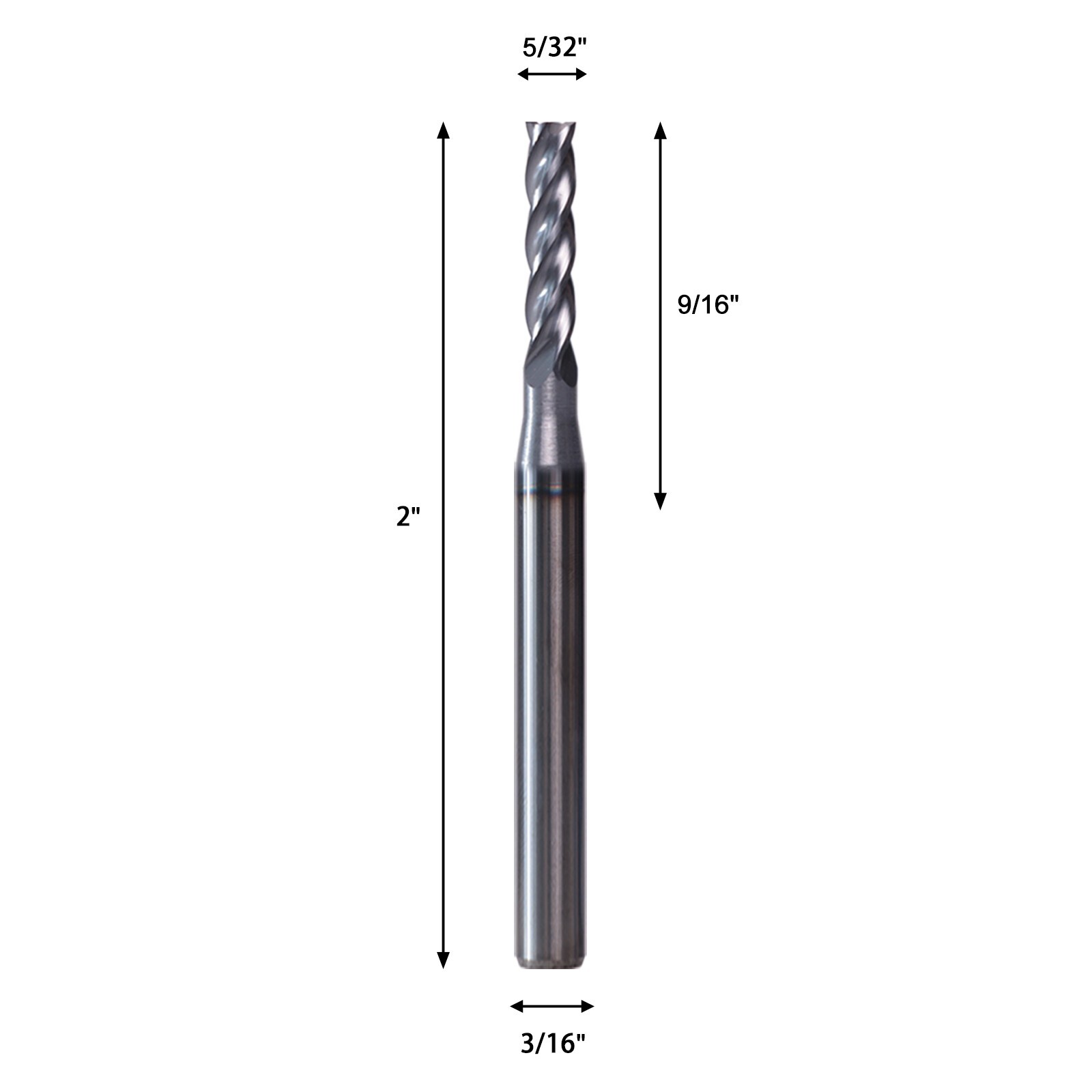 5 PCS 5/32" 4 Flute 2" Overall Length Solid Carbide End Mill AlTiN Coated