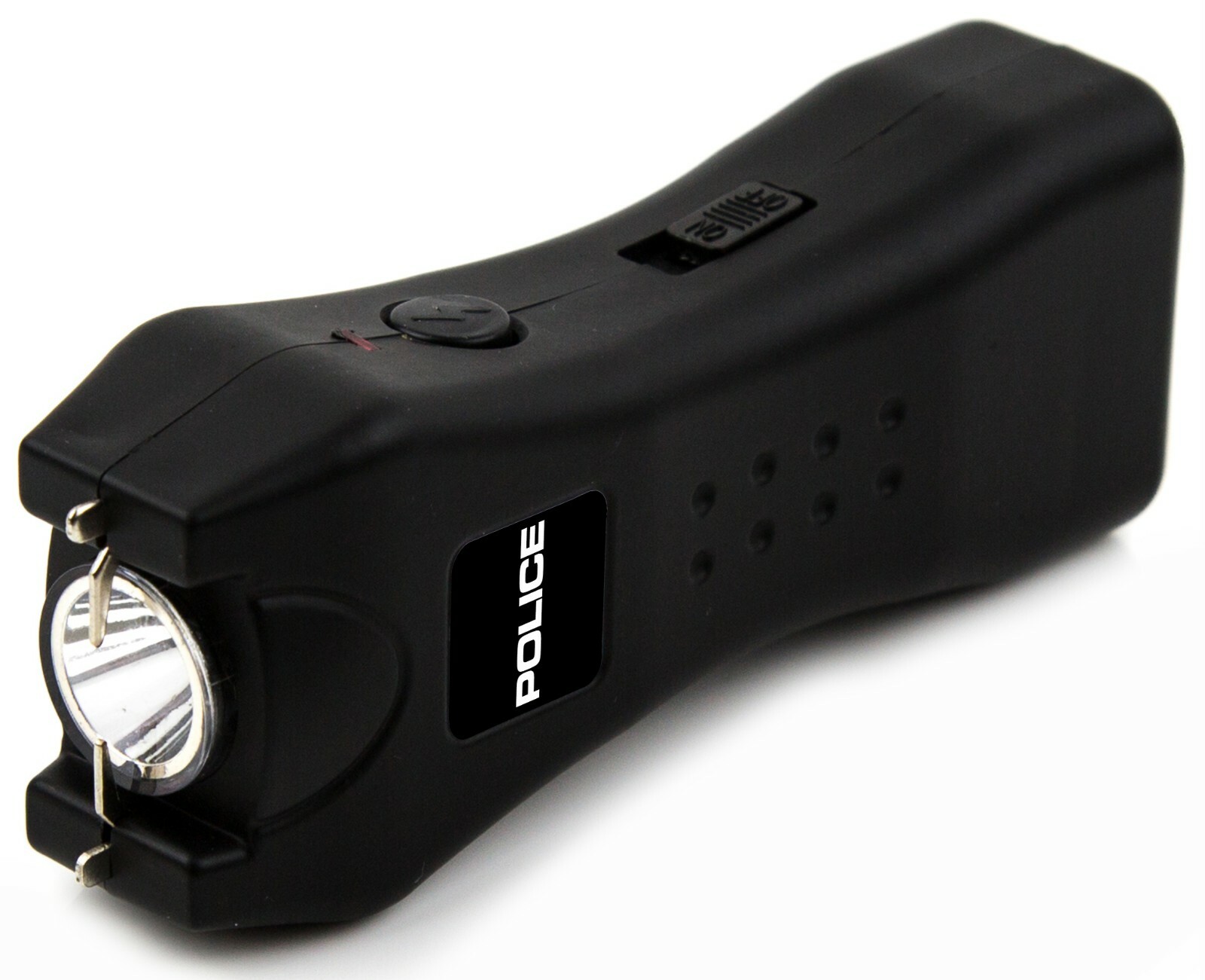 POLICE Stun Gun 618 Max Volt Rechargeable LED Flashlight for Self Defense Black